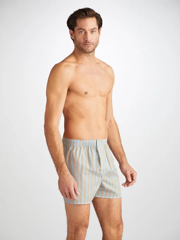 Derek Rose Classic Fit Boxers Amalfi 20 Cotton Batiste Blue Men Classic Fit Boxer Shorts Derek Rose Classic Fit Boxers Amalfi 20 Cotton Batiste Blue Men Classic Fit Boxer Shorts