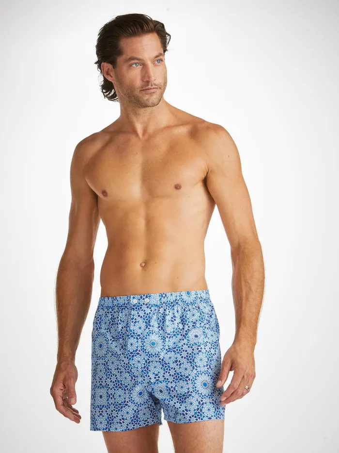 Derek Rose Classic Fit Boxers Ledbury 69 Cotton Batiste Blue Men Classic Fit Boxer Shorts Derek Rose Classic Fit Boxers Ledbury 69 Cotton Batiste Blue Men Classic Fit Boxer Shorts