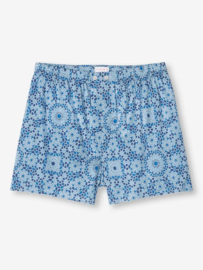 Derek Rose Classic Fit Boxers Ledbury 69 Cotton Batiste Blue Men Classic Fit Boxer Shorts