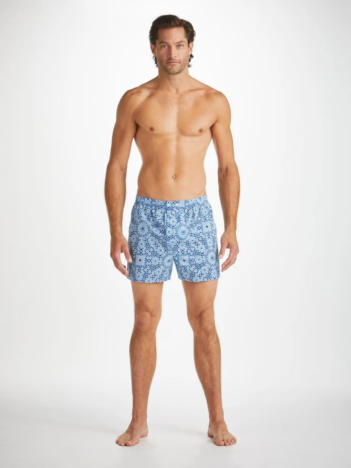 Derek Rose Classic Fit Boxers Ledbury 69 Cotton Batiste Blue Men Classic Fit Boxer Shorts