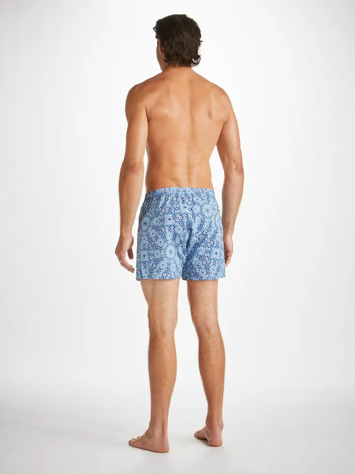 Derek Rose Classic Fit Boxers Ledbury 69 Cotton Batiste Blue Men Classic Fit Boxer Shorts
