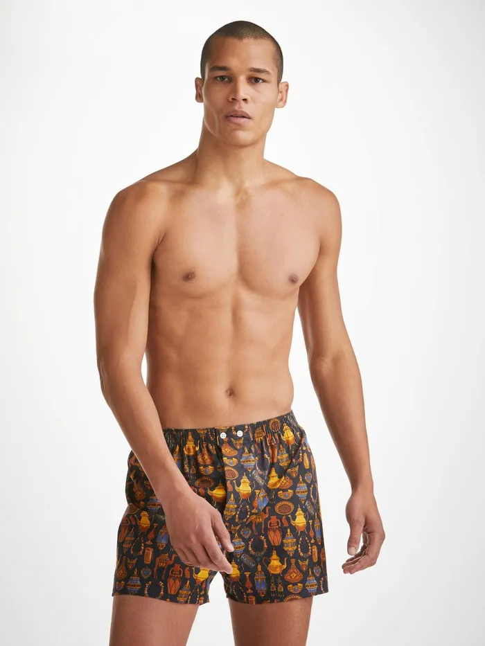 Derek Rose Classic Fit Boxers Ledbury 71 Cotton Batiste Navy Men Classic Fit Boxer Shorts Derek Rose Classic Fit Boxers Ledbury 71 Cotton Batiste Navy Men Classic Fit Boxer Shorts