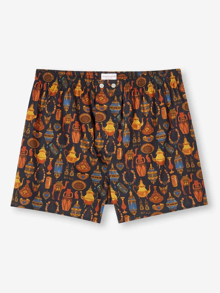 Derek Rose Classic Fit Boxers Ledbury 71 Cotton Batiste Navy Men Classic Fit Boxer Shorts