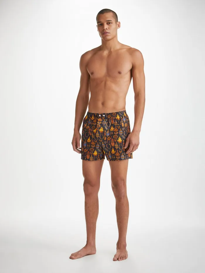 Derek Rose Classic Fit Boxers Ledbury 71 Cotton Batiste Navy Men Classic Fit Boxer Shorts