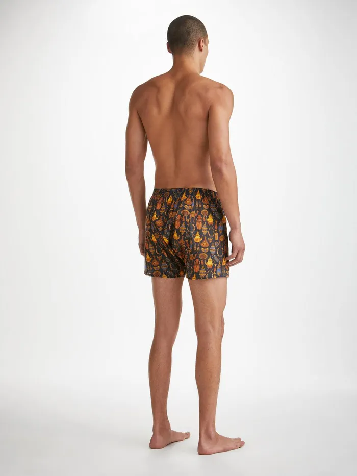 Derek Rose Classic Fit Boxers Ledbury 71 Cotton Batiste Navy Men Classic Fit Boxer Shorts