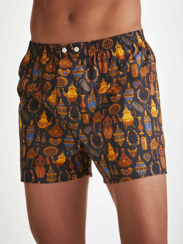 Derek Rose Classic Fit Boxers Ledbury 71 Cotton Batiste Navy Men Classic Fit Boxer Shorts