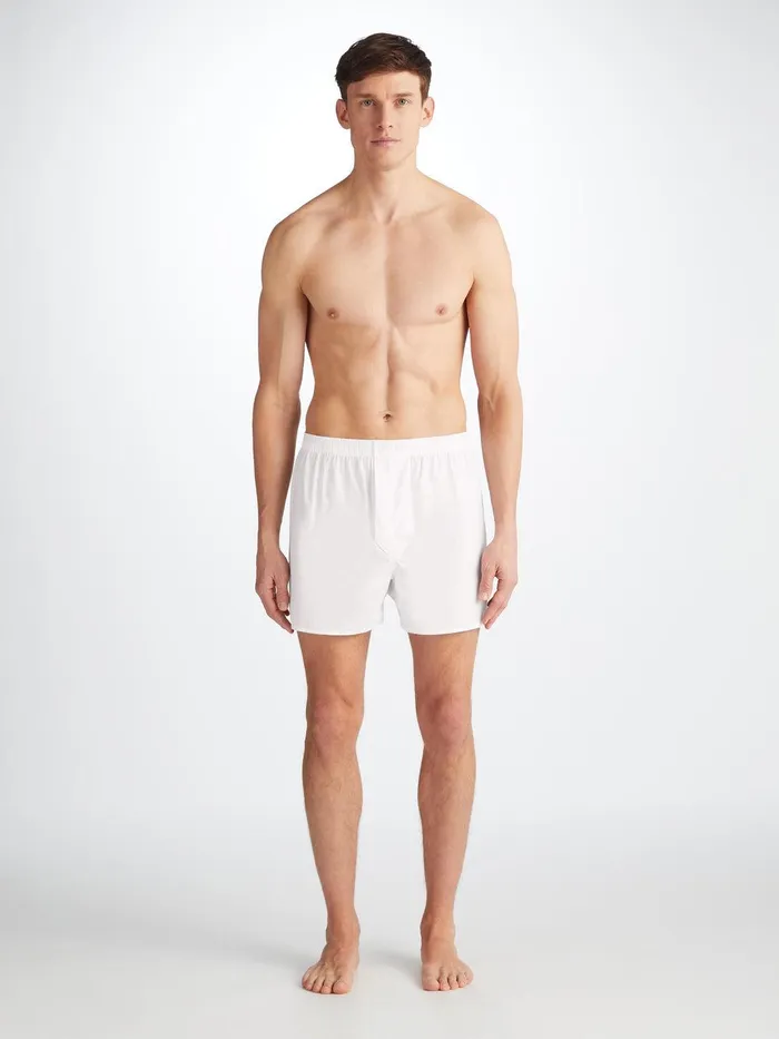 Derek Rose Classic Fit Boxers Savoy Cotton White Men Classic Fit Boxer Shorts