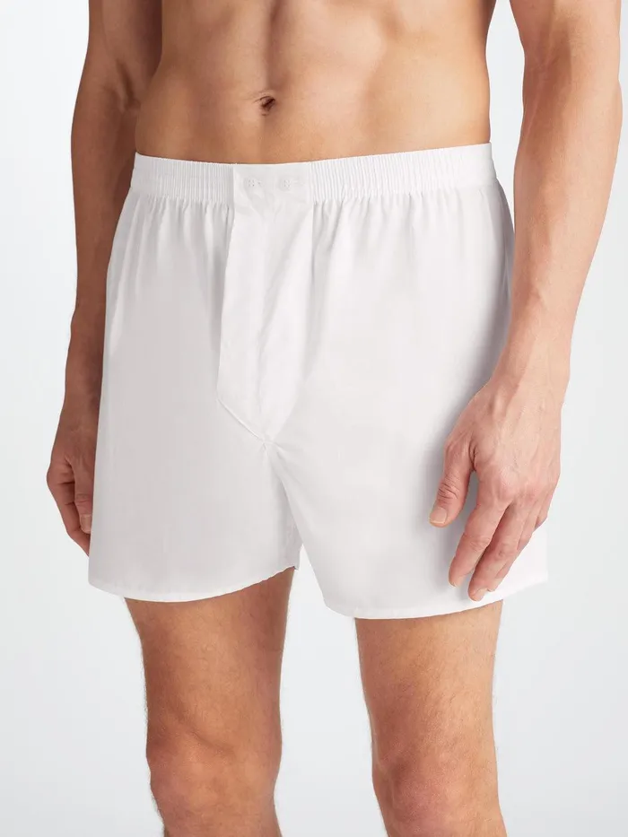 Derek Rose Classic Fit Boxers Savoy Cotton White Men Classic Fit Boxer Shorts
