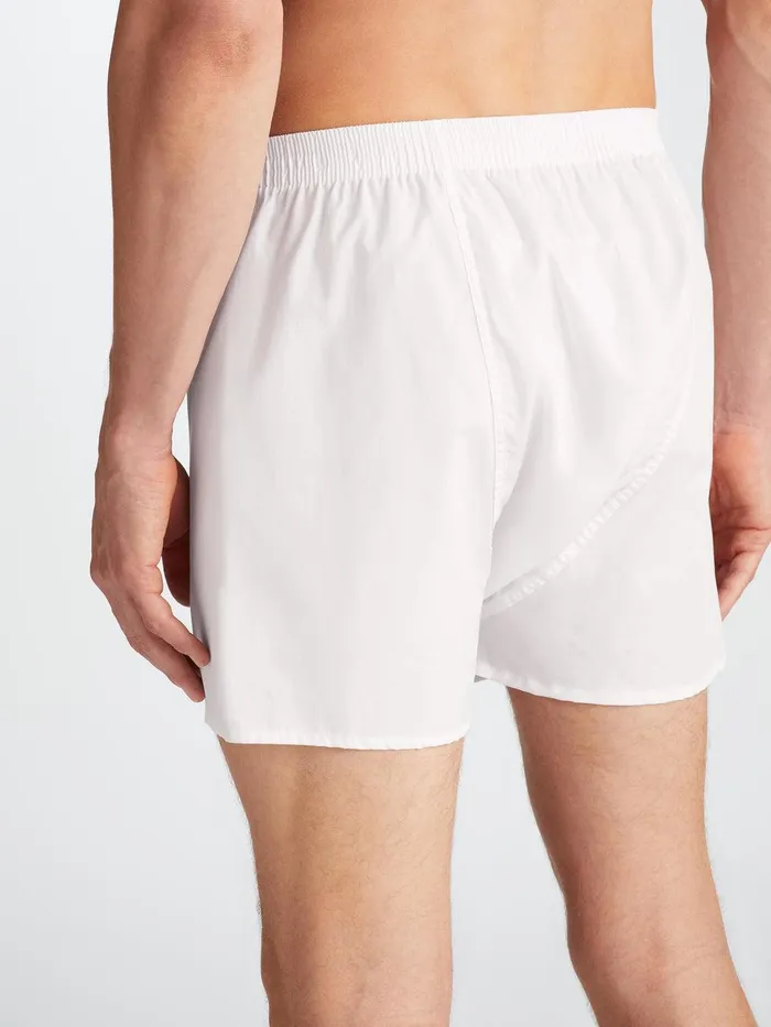 Derek Rose Classic Fit Boxers Savoy Cotton White Men Classic Fit Boxer Shorts