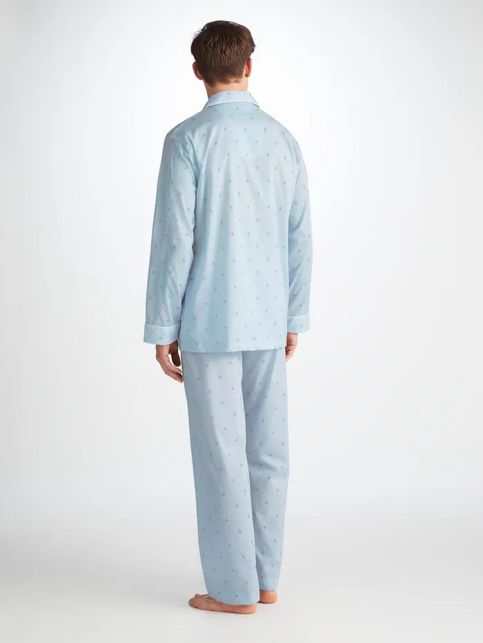 Derek Rose Classic Fit Pajamas Nelson 100 Cotton Batiste Blue Men Classic Fit Pajamas