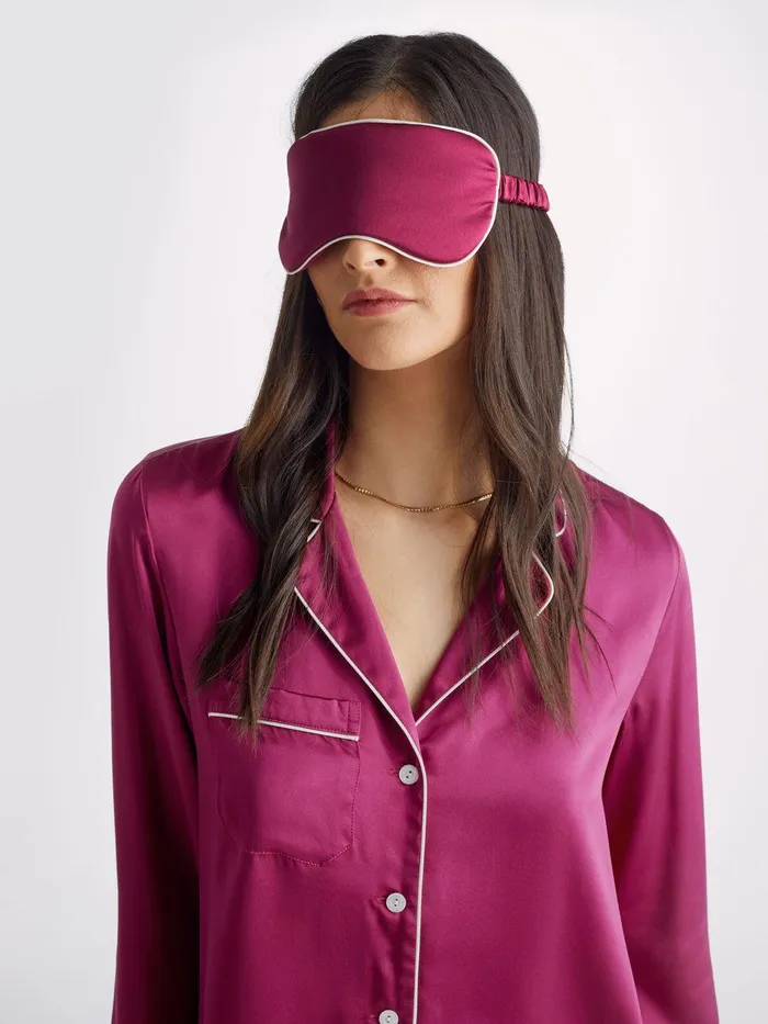 Derek Rose Eye Mask Bailey Silk Satin Berry MenWomen Eye Masks