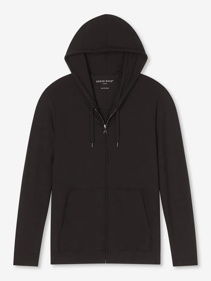 Derek Rose Hoodie Basel Micro Modal Stretch Black Men Hooded Tops