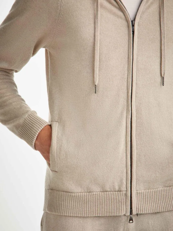 Derek Rose Hoodie Finley Cashmere Oat Men Hooded Tops