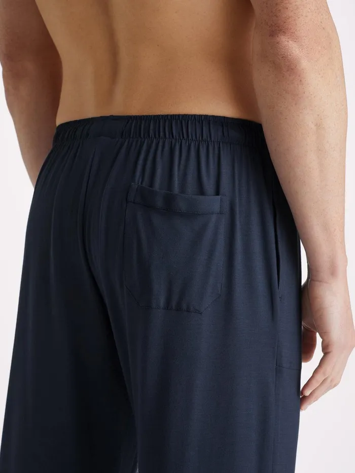 Derek Rose Lounge Pants Basel Micro Modal Stretch Navy Men Lounge Pants