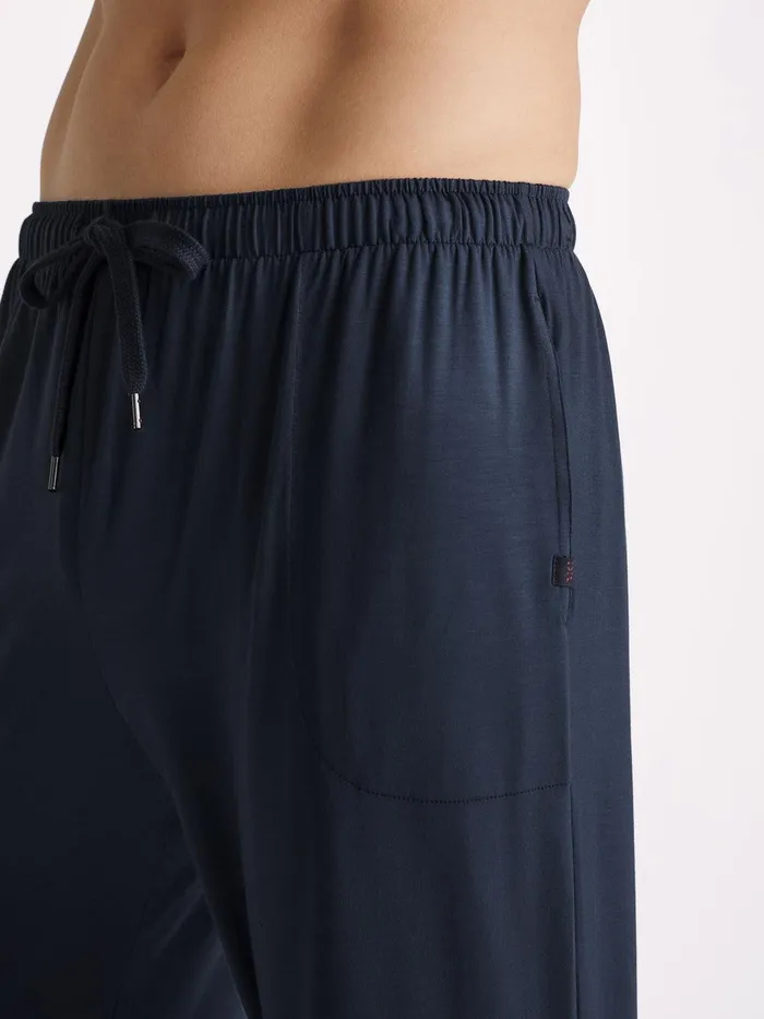 Derek Rose Lounge Pants Basel Micro Modal Stretch Navy Men Lounge Pants