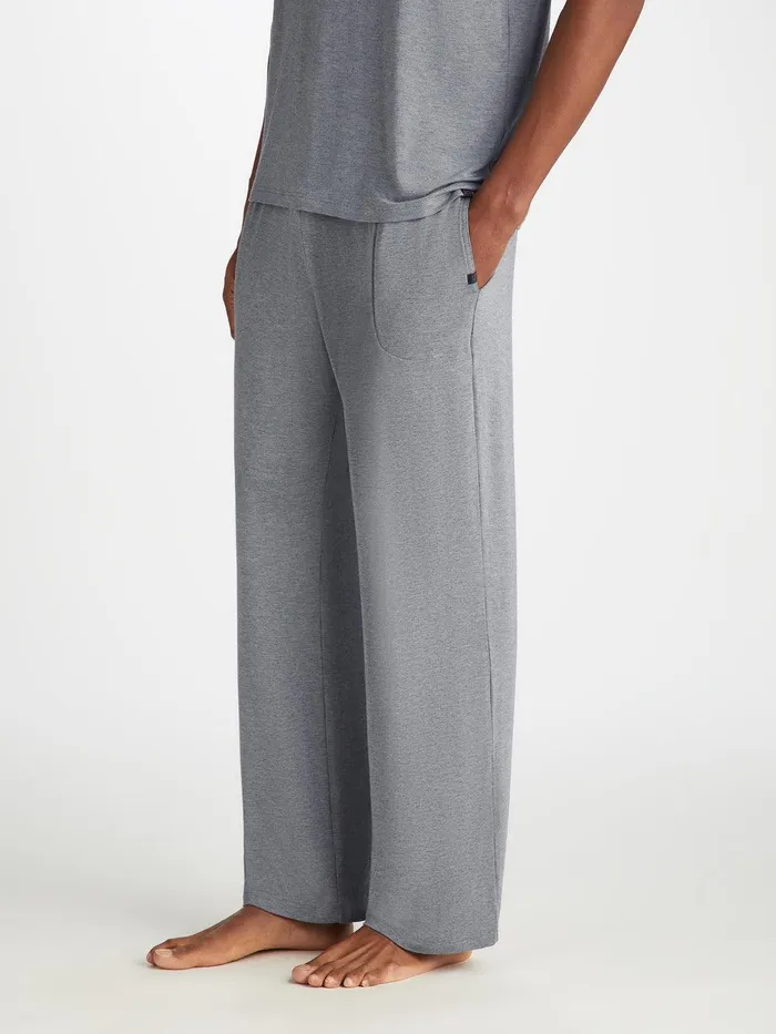 Derek Rose Lounge Pants Marlowe Micro Modal Stretch Charcoal Men Lounge Pants