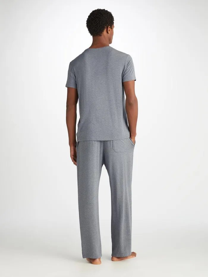 Derek Rose Lounge Pants Marlowe Micro Modal Stretch Charcoal Men Lounge Pants