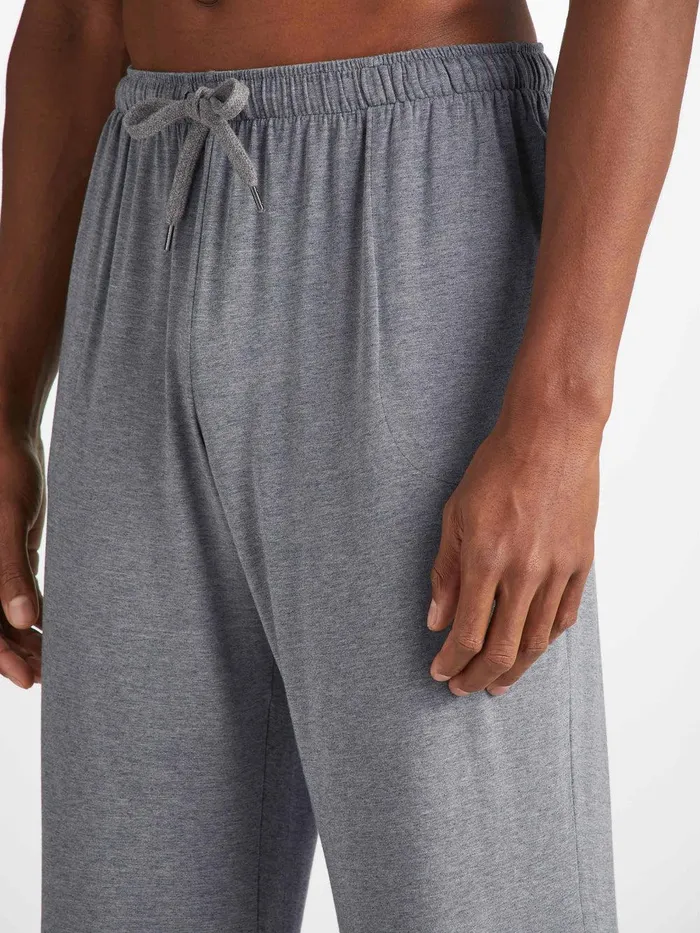 Derek Rose Lounge Pants Marlowe Micro Modal Stretch Charcoal Men Lounge Pants