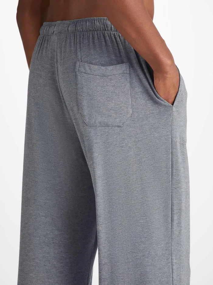 Derek Rose Lounge Pants Marlowe Micro Modal Stretch Charcoal Men Lounge Pants