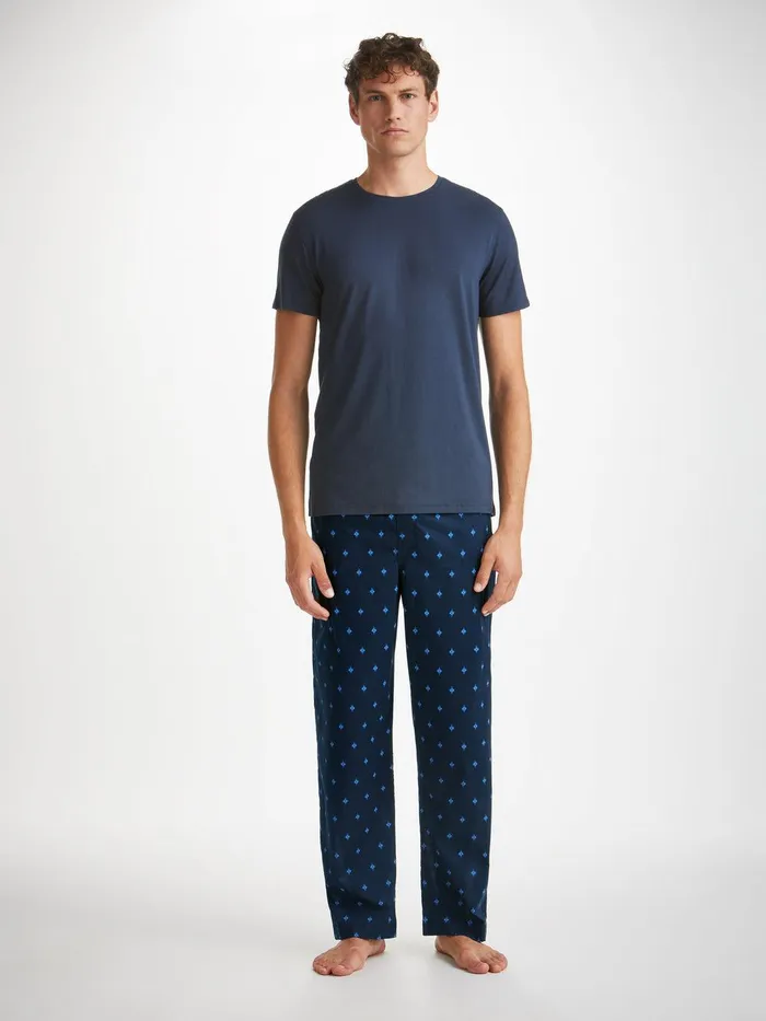 Derek Rose Lounge Pants Nelson 98 Cotton Batiste Navy Men Lounge Pants