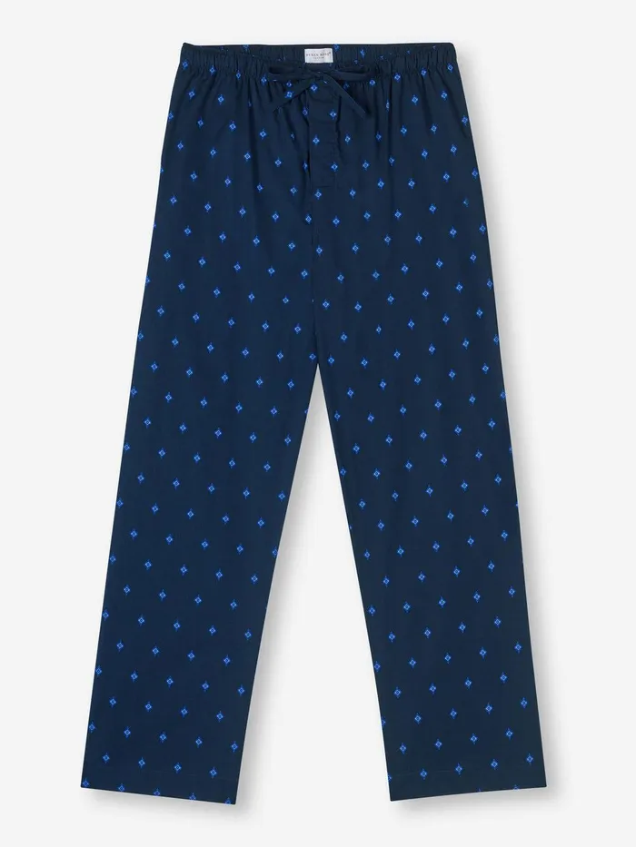 Derek Rose Lounge Pants Nelson 98 Cotton Batiste Navy Men Lounge Pants