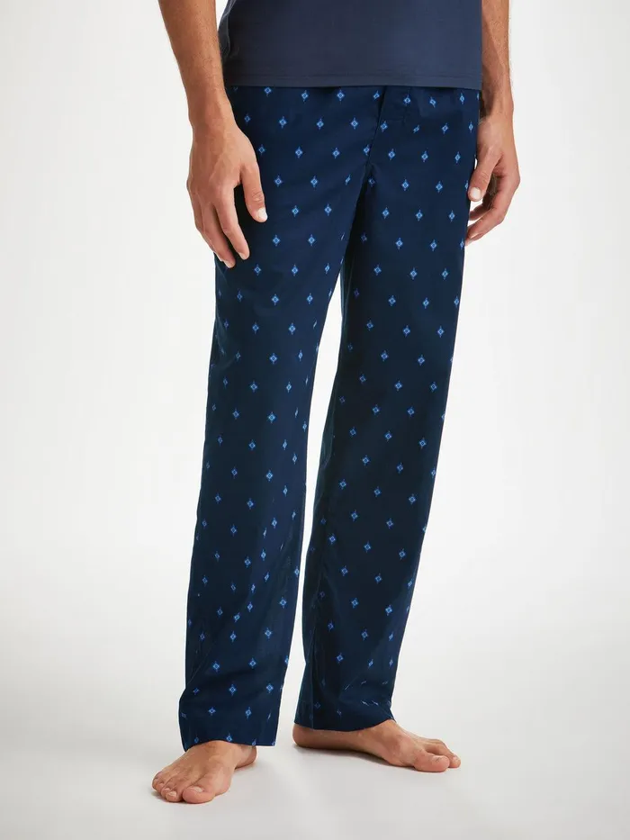 Derek Rose Lounge Pants Nelson 98 Cotton Batiste Navy Men Lounge Pants