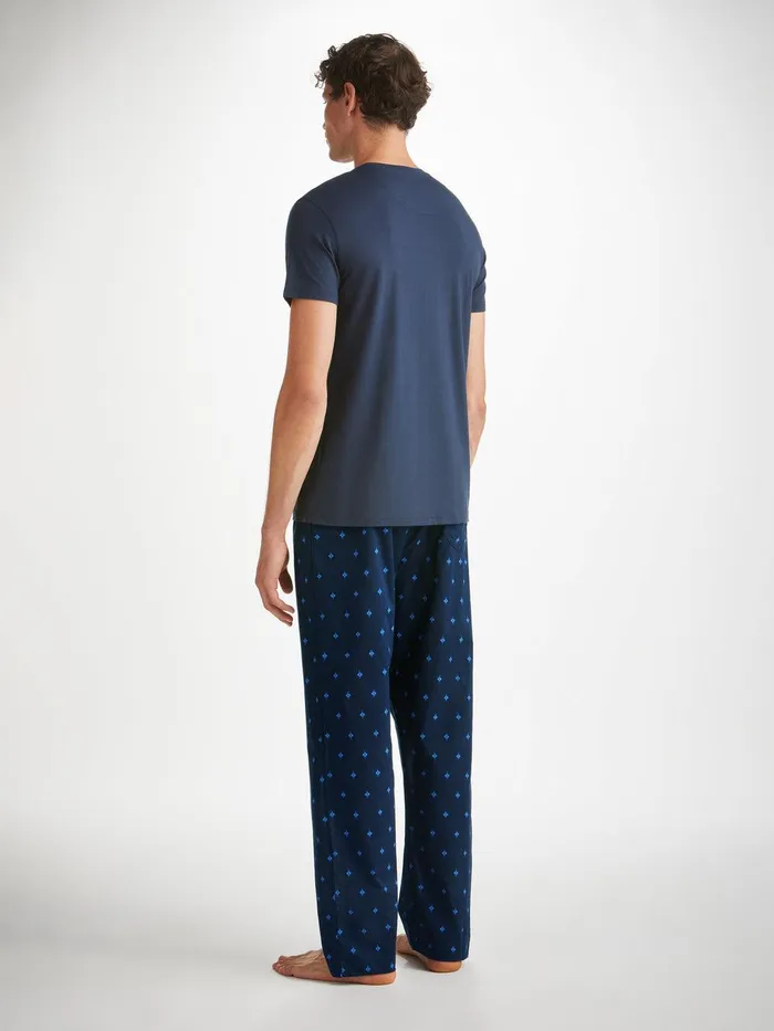Derek Rose Lounge Pants Nelson 98 Cotton Batiste Navy Men Lounge Pants