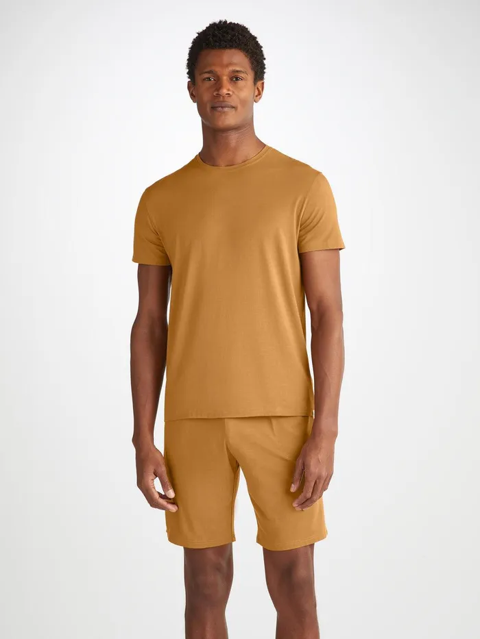 Derek Rose Lounge Shorts Basel Micro Modal Stretch Gold Men Lounge Shorts
