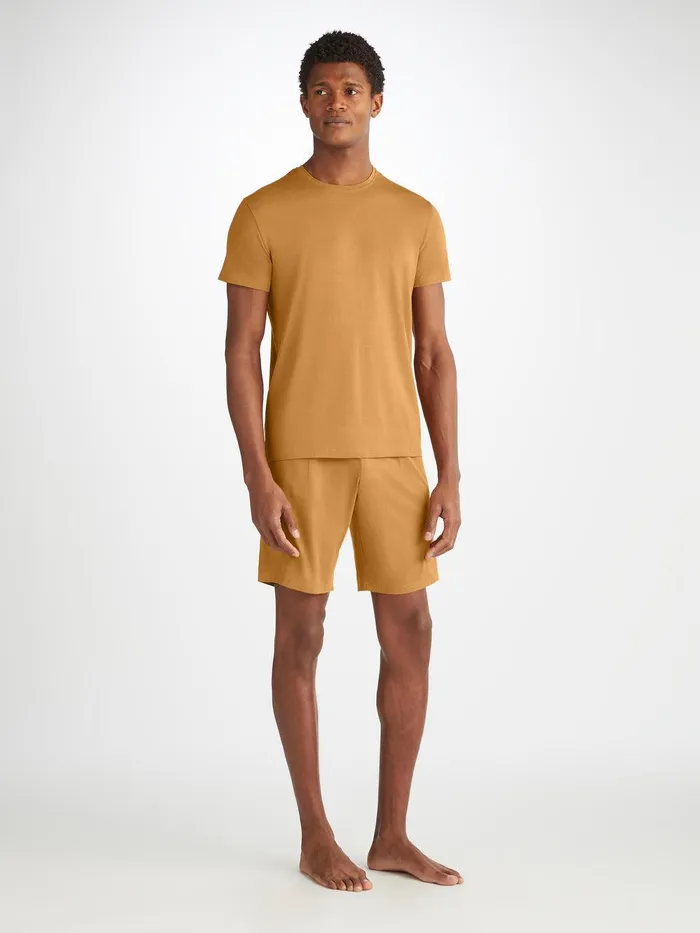 Derek Rose Lounge Shorts Basel Micro Modal Stretch Gold Men Lounge Shorts
