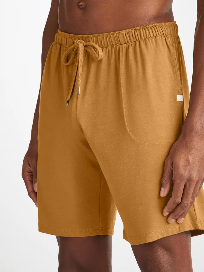Derek Rose Lounge Shorts Basel Micro Modal Stretch Gold Men Lounge Shorts