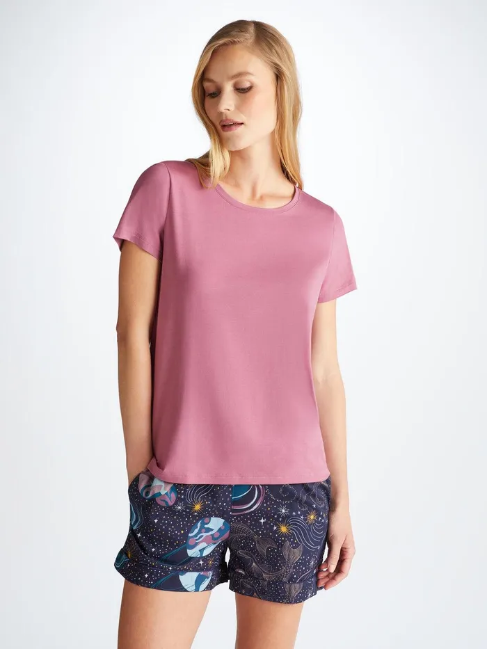 Derek Rose Lounge Shorts Ledbury 76 Cotton Batiste Navy Women Lounge Shorts