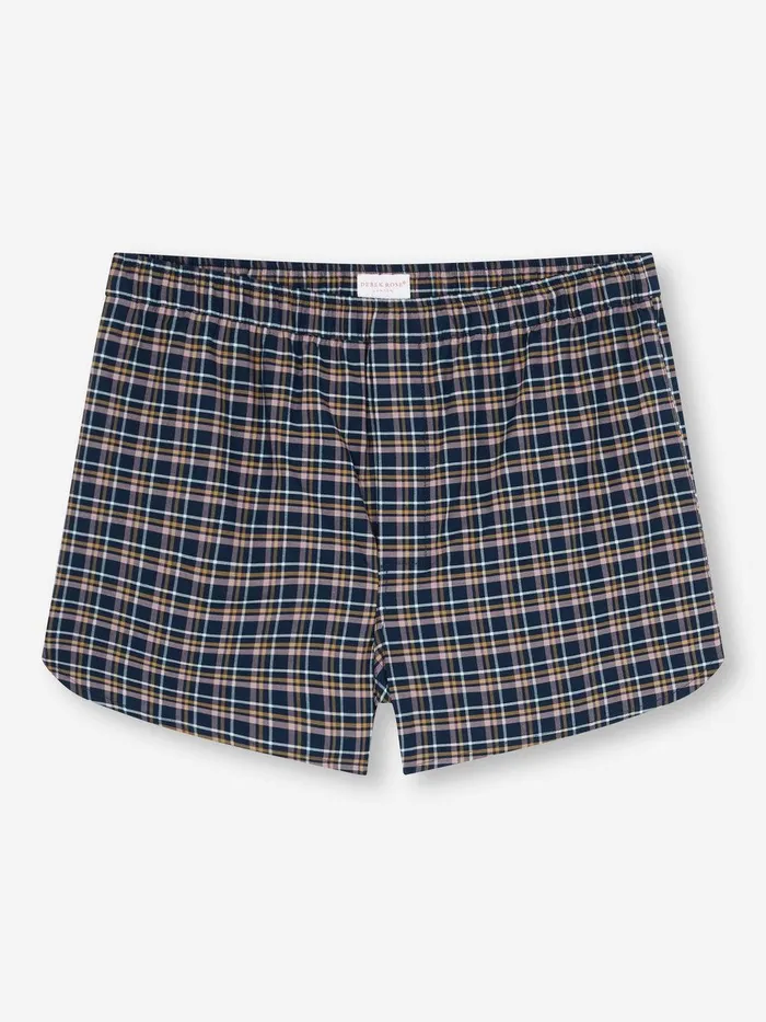 Derek Rose Modern Fit Boxers Barker 37 Cotton Navy Men Modern Fit Boxer Shorts