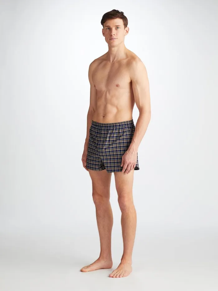Derek Rose Modern Fit Boxers Barker 37 Cotton Navy Men Modern Fit Boxer Shorts