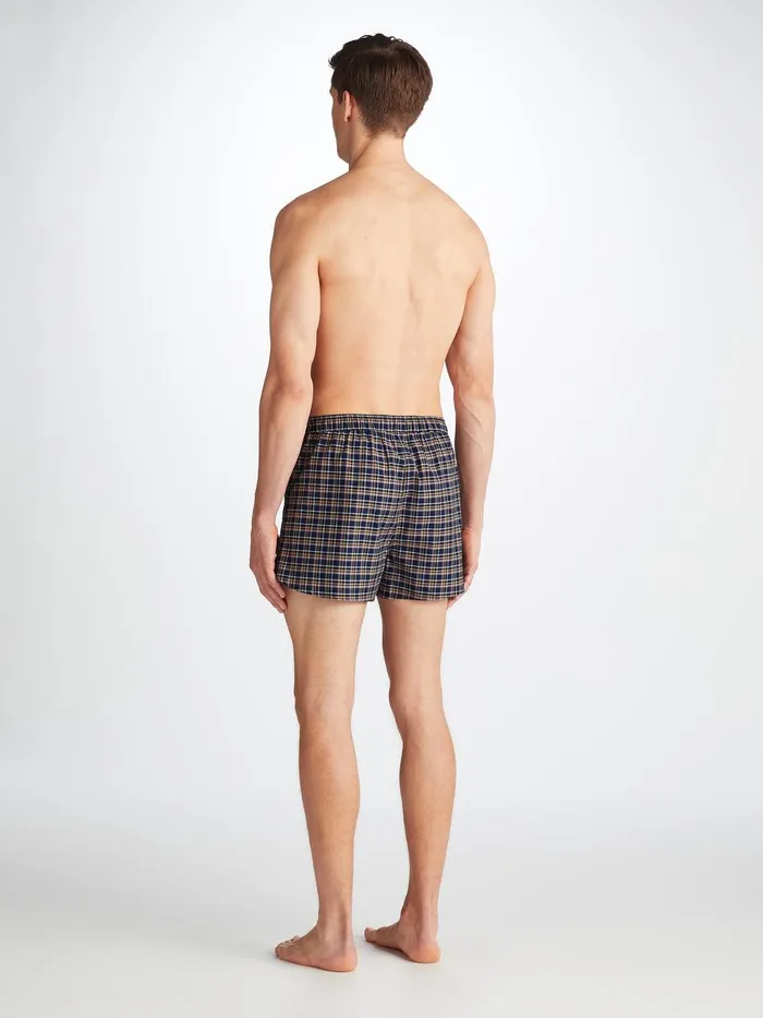 Derek Rose Modern Fit Boxers Barker 37 Cotton Navy Men Modern Fit Boxer Shorts