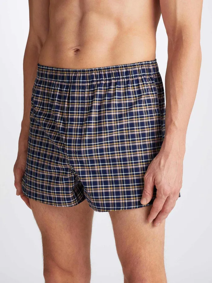 Derek Rose Modern Fit Boxers Barker 37 Cotton Navy Men Modern Fit Boxer Shorts