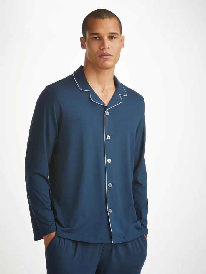 Derek Rose Pajamas Basel Micro Modal Stretch Navy Men Jersey Pajamas
