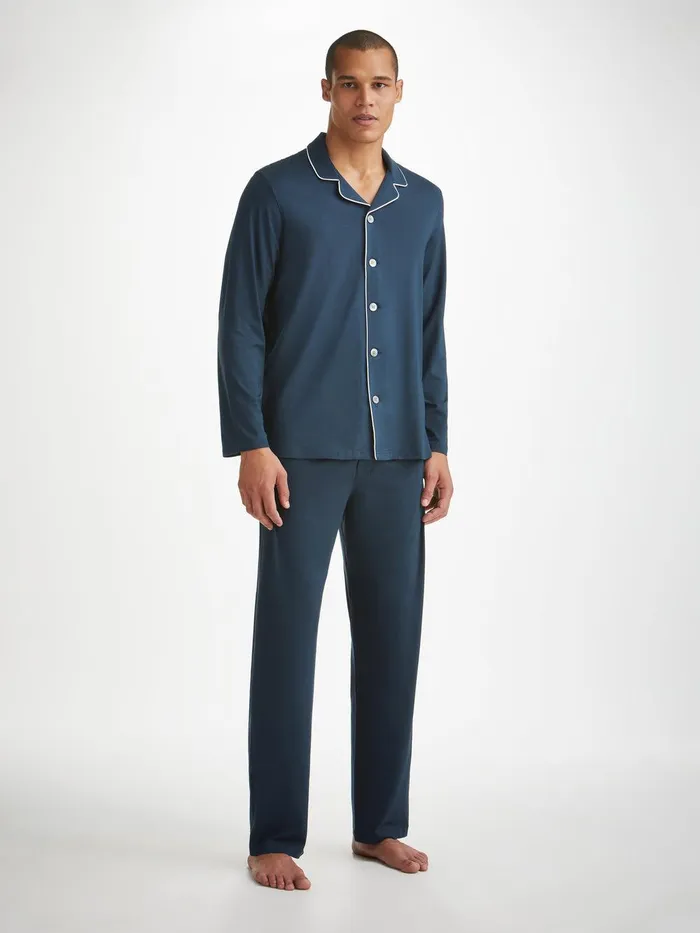 Derek Rose Pajamas Basel Micro Modal Stretch Navy Men Jersey Pajamas