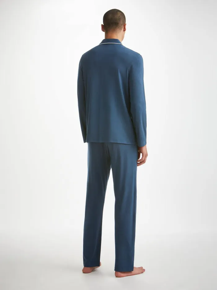 Derek Rose Pajamas Basel Micro Modal Stretch Navy Men Jersey Pajamas