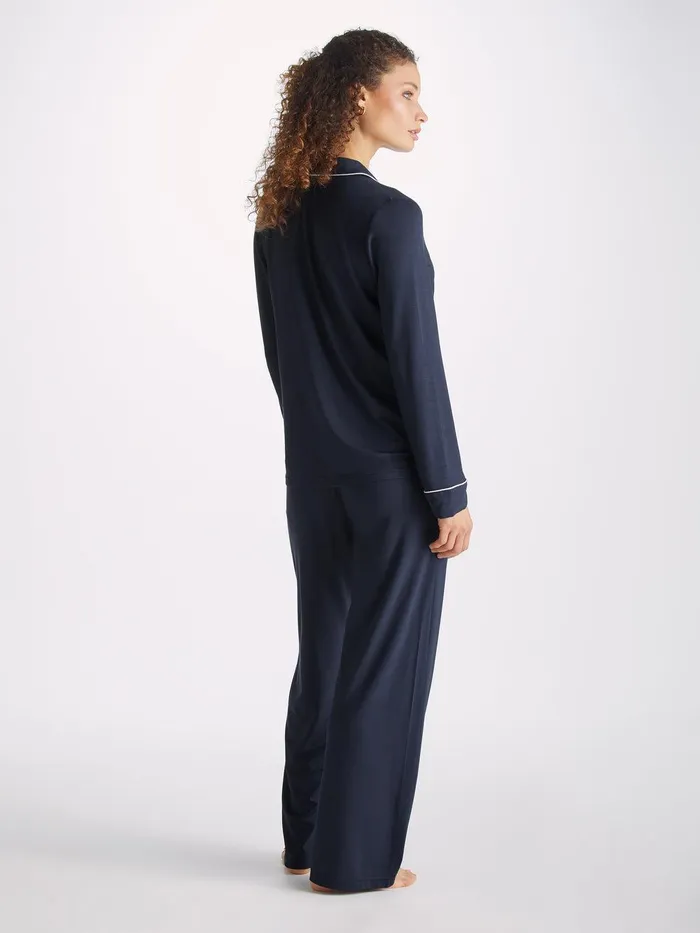 Derek Rose Pajamas Lara Micro Modal Stretch Navy Women Jersey Pajamas