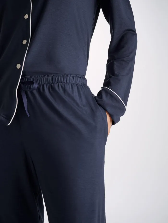 Derek Rose Pajamas Lara Micro Modal Stretch Navy Women Jersey Pajamas