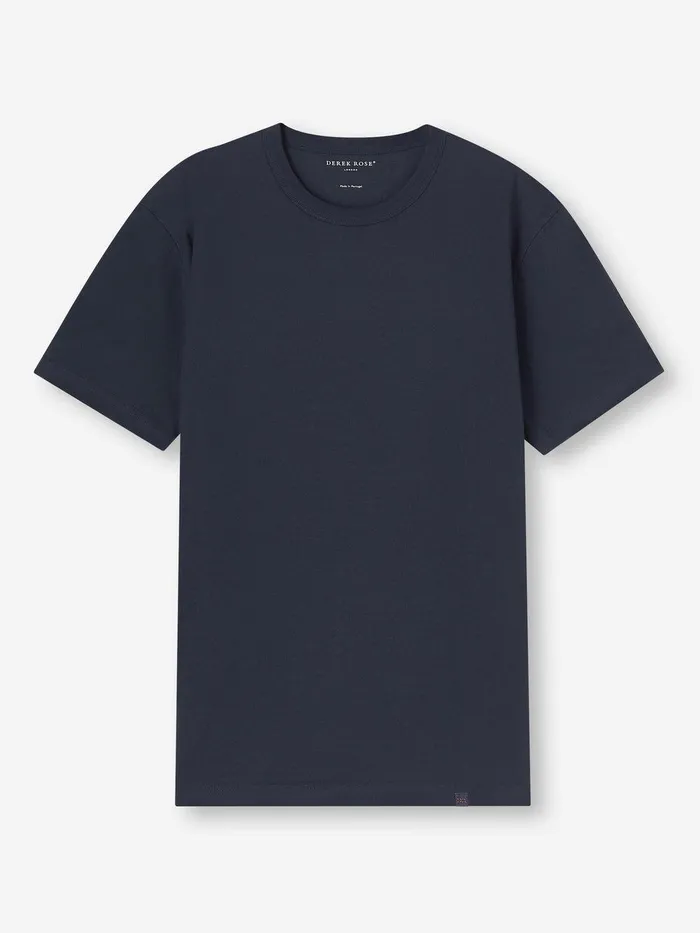 Derek Rose TShirt Barny Pima Cotton Navy Men Short Sleeve TShirts