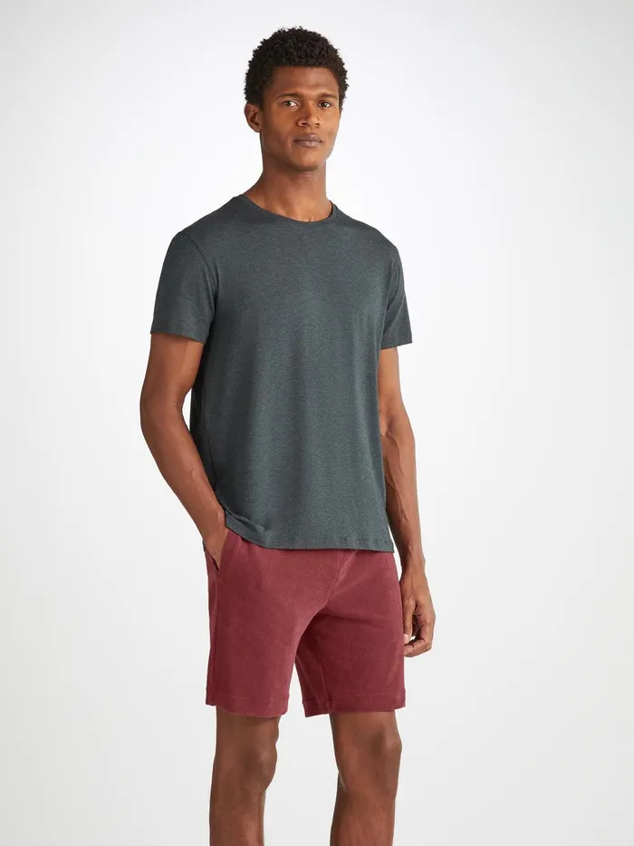 Derek Rose Towelling Shorts Isaac Terry Cotton Burgundy Men Casual Shorts
