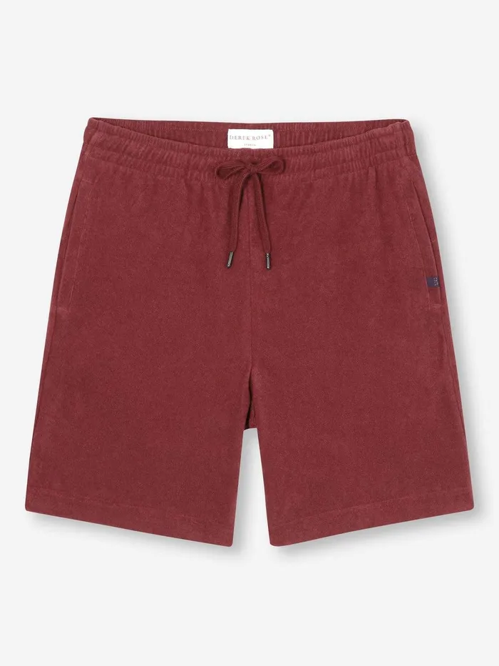 Derek Rose Towelling Shorts Isaac Terry Cotton Burgundy Men Casual Shorts