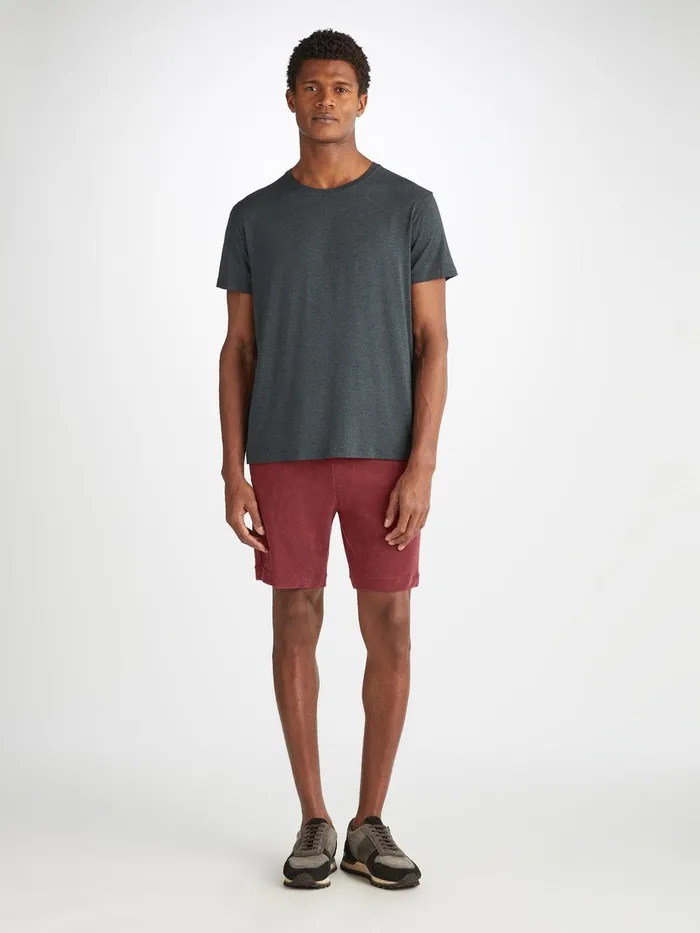 Derek Rose Towelling Shorts Isaac Terry Cotton Burgundy Men Casual Shorts