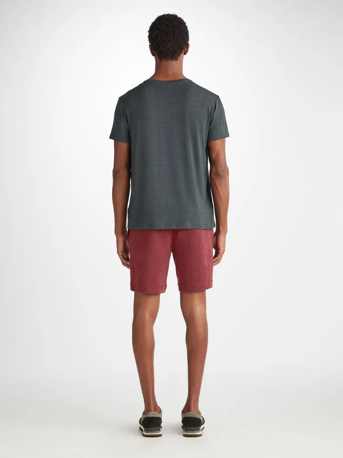 Derek Rose Towelling Shorts Isaac Terry Cotton Burgundy Men Casual Shorts