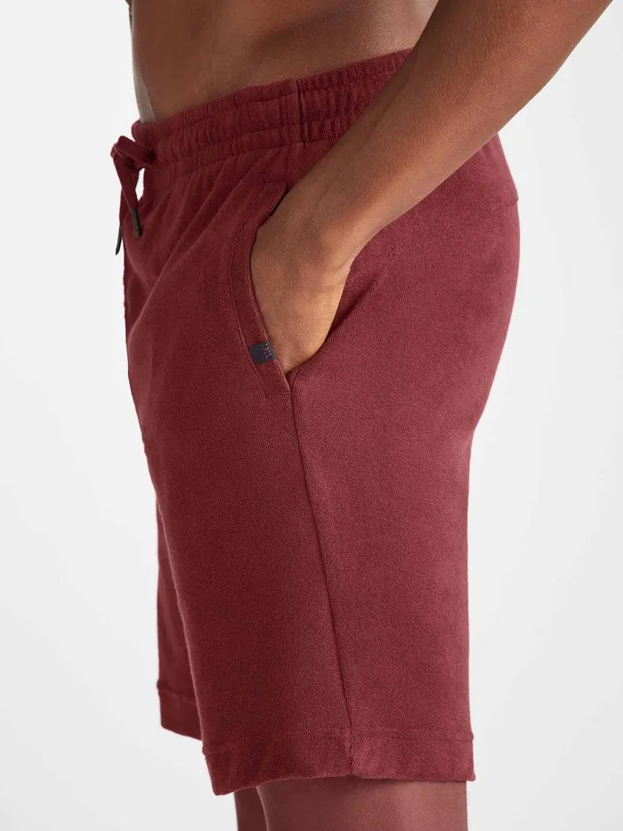 Derek Rose Towelling Shorts Isaac Terry Cotton Burgundy Men Casual Shorts