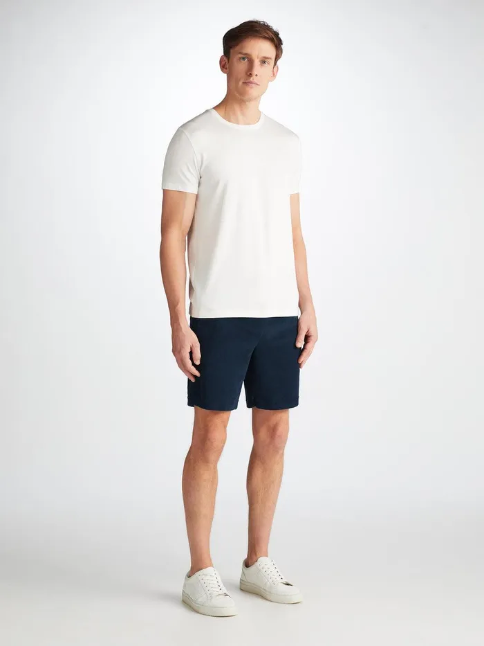 Derek Rose Towelling Shorts Isaac Terry Cotton Navy Men Casual Shorts