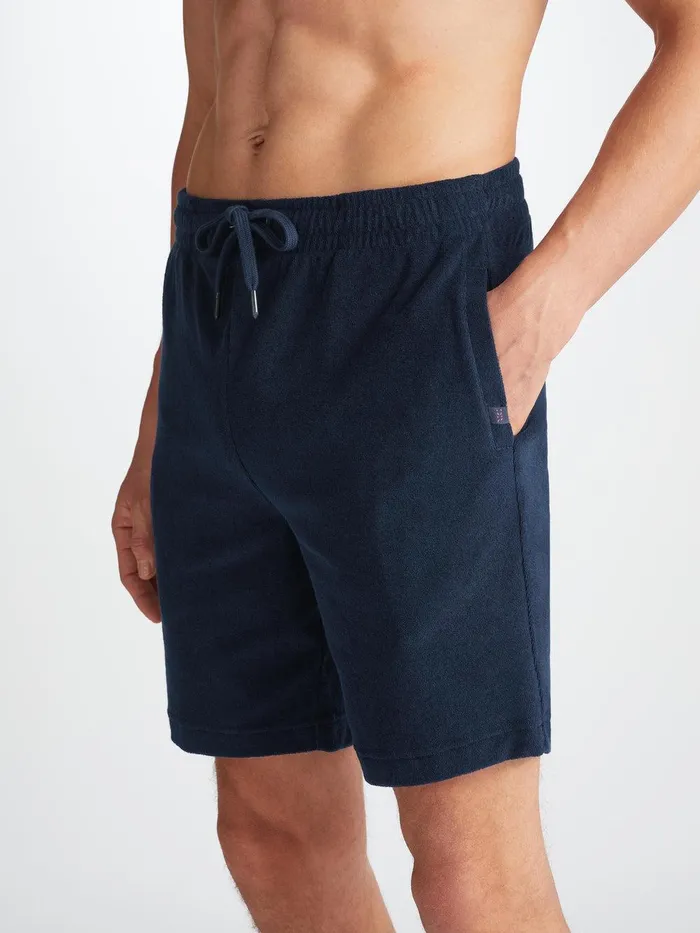 Derek Rose Towelling Shorts Isaac Terry Cotton Navy Men Casual Shorts