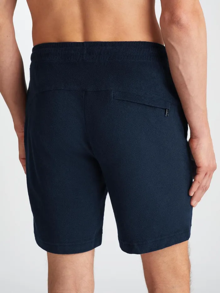 Derek Rose Towelling Shorts Isaac Terry Cotton Navy Men Casual Shorts