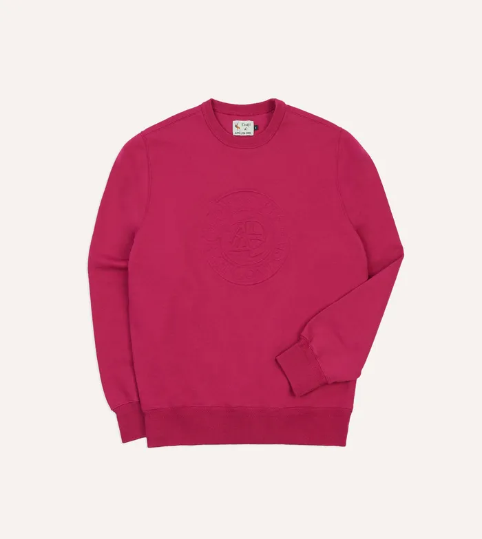 Drake039s Ald Fuchsia Embossed Crewneck Sweatshirt Men Polos and Sweatshirts